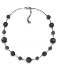 Not so basic black. Elegant and versatile, Carolee's illusion necklace will add sophisticated style to your look. Crafted in hematite tone mixed metal with glass accents. Approximate length: 16 inches + 2-inch extender.