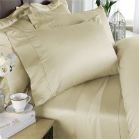 Egyptian Bedding 1200 Thread-Count, Queen Pillow Cases, Ivory solid, Set of 2