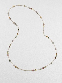 From the Mini Jaipur Collection. A colorful strand of semi-precious, faceted stations set in hand-engraved 18k gold. May include amethyst, light amethyst, green amethyst, iolite, garnet, green garnet, orange garnet, tourmalines, citrine, lemon citrine, peridot, pink quartz, smoky quartz and topazLength, about 36Lobster clasp closureMade in ItalyPlease note: Stones may vary. 