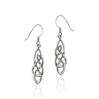 Sterling Silver Elongated Open Celtic Knot French Wire Earrings