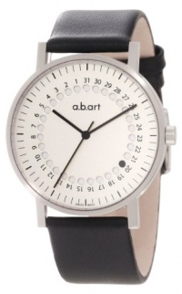 a.b. art Men's O101 Series O Stainless Steel Swiss Quartz Silver Dial and Leather Strap Watch