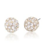 Well rounded. Ball-shaped stud earrings may be a fashion staple, but Carolee's version is enhanced by glittering glass accents. Crafted in gold tone mixed metal, they'll add subtle sparkle to your style. Approximate diameter: 1/4 inch.