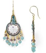 Exquisitely hand crafted from precious stones and multi-colored beads, this pair of drop earrings from Miguel Ases will imbue your look with artisan flair.