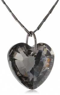 BCBGeneration Rhodium Plated Hematite Crystal Heart Necklace, 26