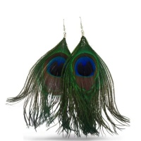 Natural Peacock Feather Earrings