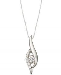 Exquisite shimmer. Sirena's stunning marquise-shaped pendant features smooth swirls of 14k white gold and sparkling, round-cut diamonds (1/2 ct. t.w.). Approximate length: 18 inches. Approximate drop: 1 inch.