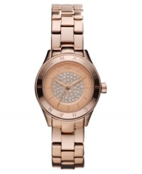 Accent your business attire with glowing warmth with this rose-gold hued watch from AX Armani Exchange.