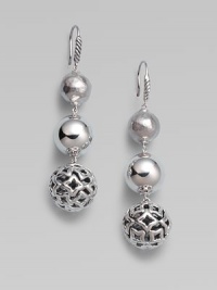 From the Elements Collection. A triple drop of sterling silver with hammered bead at the top.Sterling silver Length, about 1½ Width, about ½ Ear wire Imported 