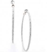 Alfani Earrings, Large Silver-Tone Textured Hoops