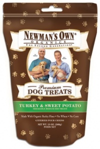 Newman's Own Organics Premium Dog Treats, Turkey & Sweet Potato, 10-Ounce Bags (Pack of 6)