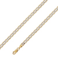 10K Solid Yellow White 2 Two Tone Gold Light Flat Mariner Gucci Diamond Cut Chain Necklace 5mm 18