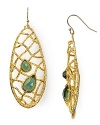 Alexis Bittar gives the decorative drop earring cool girl appeal. In with woven gold and colored stones, this pair is memorable with something floor length and fabulous.