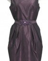 Alex Evenings Dusty Mauve Taffeta Pleated Belted Sleeveless Dress 6