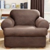 Sure Fit Stretch Leather 2-Piece T Chair Slipcover, Brown