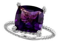 Genuine Amethyst Ring by Effy Collection® in 14 kt White Gold Size 8