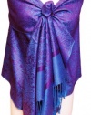 Jacquard Purple & Blue Tone Pashmina Shawl Wrap