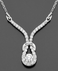 A symbol of lasting love is even prettier accented with sparkling pave diamonds (1/2 ct. t.w.). This diamond necklace is crafted in 14k white gold. Approximate length: 18 inches. Approximate drop: 1 inch.