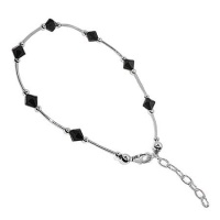 Sterling Silver Black Crystal Anklet 9 9.5 10 inch Ankle Bracelet Made with Swarovski Elements