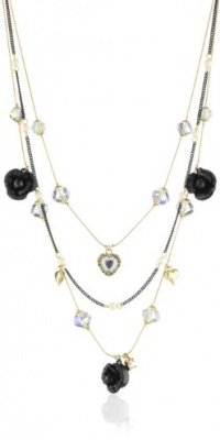 Betsey Johnson Essentials Glitter Rose Illusion Necklace