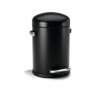 simplehuman Round Retro Step Trash Can, Black Steel, 4-1/2-Liter / 1.2-Gallon