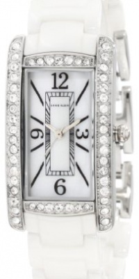 Anne Klein Women's 10/9877MPWT Swarovski Crystal Accented Silver-Tone White Ceramic Bracelet Watch