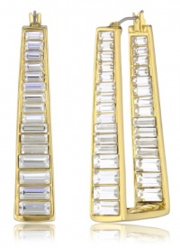 Vince Camuto Crystal Baguette Stone Angular Hoop Earrings