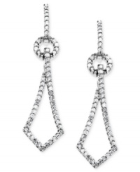 Forever stylish, these intriguing earrings feature sparkling round-cut diamond (1/3 ct. t.w.) set in 14k white gold. Approximate drop: 1-1/4 inches.