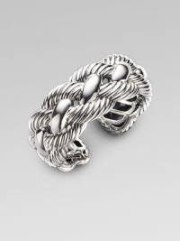 From the Woven Cable Collection. Bold and beautiful, textured and smooth cables intertwine elegantly in a wide sterling silver cuff. Sterling silver Diameter, about 2¼ Width, about 1 Imported