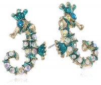 Betsey Johnson Jewels of the Sea Sea Horse Stud Earrings