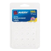 Avery Self-Adhesive Reinforcement Labels, 0.25 Inches, Round, White, Pack of 560 (6734)