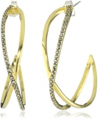 Judith Jack Gold Sea Gold-Plated Sterling Sillver Marcasite Pave Criss-Cross Medium Hoop Earrings