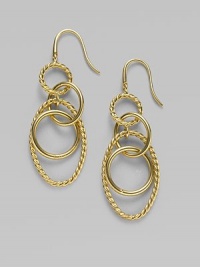 From the Mobile Collection. Signature cable and plain polished hoops in 18K yellow gold.18K yellow gold Length, about 2 French earwires Imported 