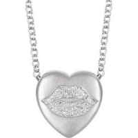 Genuine Ibiza Sterling Silver 16 Sweethearts .02 Ctw Diamond Necklace 15X15 mm Lips With 2 Box Grams 6.100% Satisfaction Guaranteed.