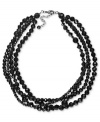 Bold style and sophisticated sparkle. This Charter Club necklace features five stylish rows of faceted jet beads set in a hematite tone mixed metal setting. Approximate length: 15 inches + 3-inch extender.