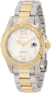 Invicta Women's 12852 Pro Diver Gold Dial Two Tone Watch with Crystal Accents