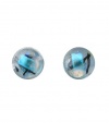 Sterling Silver Dichroic Glass Translucent Light Blue Stud Earrings