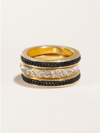 GUESS Three Piece Gold-Tone Ring Set