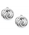 Dream weavers. These cute button earrings from Charter Club feature an openwork, woven design for a classic appearance. Crafted in silver tone mixed metal. Approximate drop: 5/8 inch.