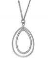 A stylish silhouette features double the appeal on this necklace from Charter Club. Features a double drop oval pendant. Crafted in silver tone mixed metal. Approximate length: 16 inches + 2-inch extender. Approximate drop: 1-1/2 inches.