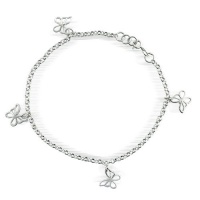 Bling Jewelry .925 Sterling Silver Open Butterflies Ankle Bracelet 9 Inches