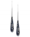 Sleek and stylish. Kenneth Cole New York's linear earrings are crafted from silver-tone mixed metal with blue and silver-tone faceted glass beads providing a fashion infusion. Approximate drop: 2-1/4 inches.