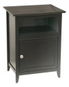 Winsome Wood End Table/Night Stand with Door and Shelf, Black