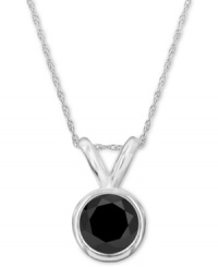 Punctuate your look with poignant color. A round-cut black diamond (1/2 ct. t.w.) stands out against a luminous 14k white gold setting. Approximate length: 18 inches. Approximate drop: 3/8 inch.