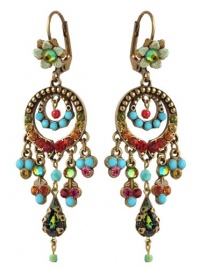 Michal Negrin Intriguing Chandelier Earrings with Circles; Swarovski Crystals and Crystal Tear Drops - Hypoallergenic, Hand-made in Israel