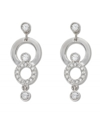 Swarovski's double circle crystal pave drop earrings do double duty: Wear them day or night for an added touch of sparkle!  Crafted in silver tone mixed metal. Approximate drop: 1-1/5 inches.