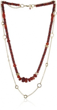 Lucky Brand Gypsy Soul Gold-Tone Red Stone Chain Necklace