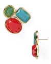 Luster meets cluster on this pair of kate spade new york earrings which flaunts a colorful stack of boldly colored gemstones, cast in plated metal.