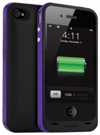 Mophie Juice Pack Plus Case and Rechargeable Battery for iPhone 4 & 4S Retail Packaging (Purple)