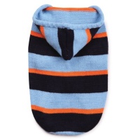 Zack & Zoey Acrylic Striped Knit Dog Hoodie, XX-Small, Blue