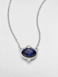 From the La Petite Collection. Faceted, rich corundum set in textured sterling silver accented with brilliant white sapphires on a link chain. CorundumWhite sapphireSterling silverLength, about 17Pendant size, about .6Lobster clasp closureImported 